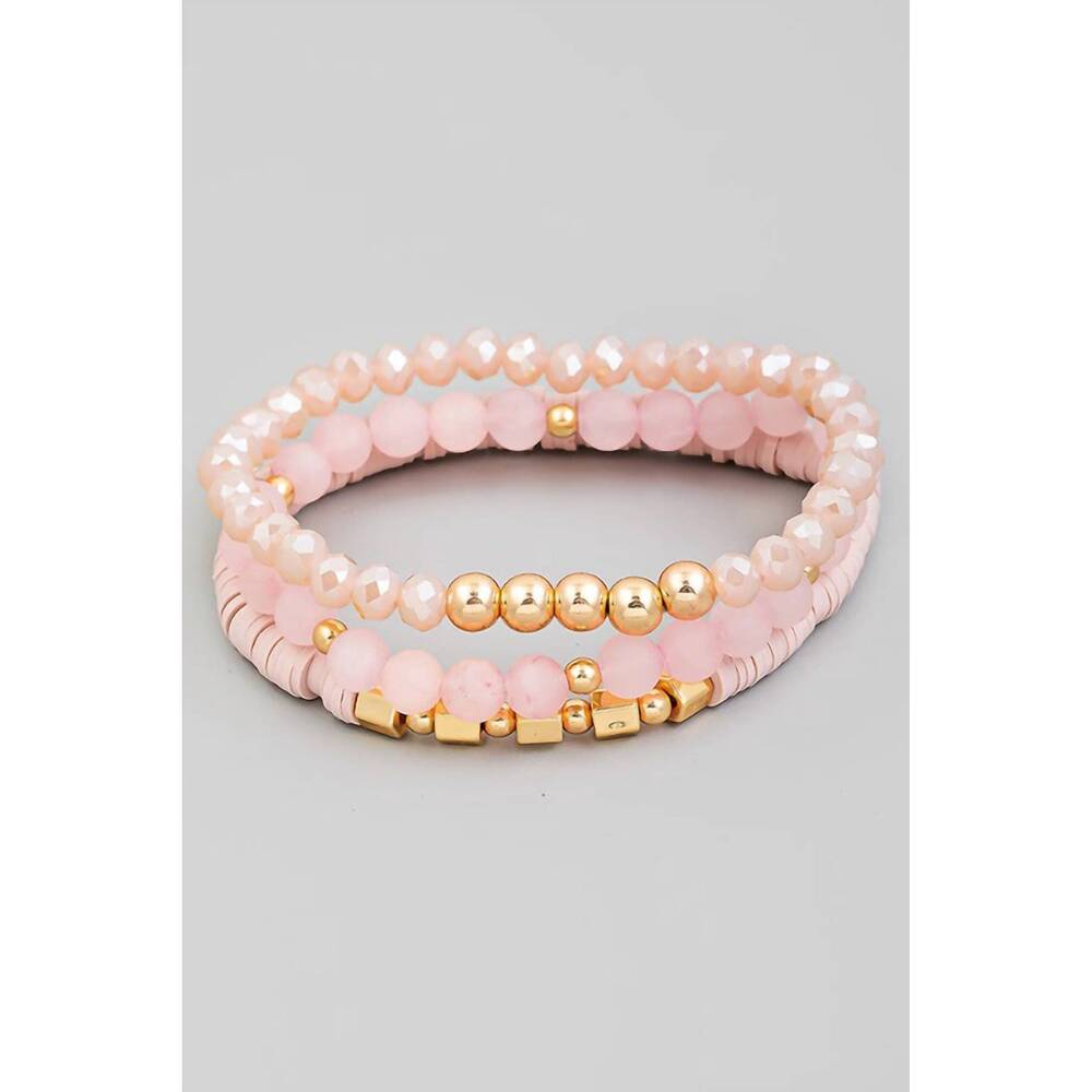 NEW FAME ACCESSORIES women's stack beaded bracelets in pink
